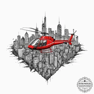 The view of a city at night from a helicopter... - эскиз тату (№1753984094_0, 31.07.2025 17:48) — tattoo-photo.ru