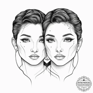 Tattoo sketch gemini twins, realistically ren... - эскиз тату (№1753984308_0, 31.07.2025 17:51) — tattoo-photo.ru