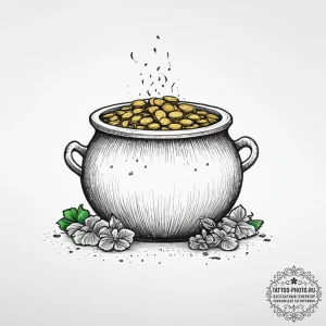 Leprechaun's pot of gold - эскиз тату (№1753986115_0, 31.07.2025 18:21) — tattoo-photo.ru
