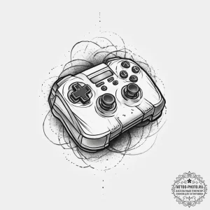 Tattoo sketch a gaming console in standby mod... - эскиз тату (№1753987938_0, 31.07.2025 18:52) — tattoo-photo.ru