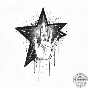 Tattoo sketch a hand reaching for a star thro... - эскиз тату (№1753990539_0, 31.07.2025 19:35) — tattoo-photo.ru