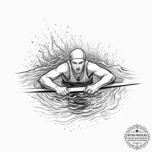 A high-angle shot of a swimmer in a lap pool,... - эскиз тату (№1753990938_0, 31.07.2025 19:42) — tattoo-photo.ru