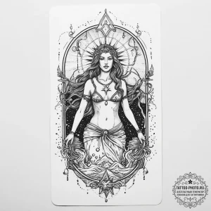 Tattoo sketch aquarius's water-bearer with th... - эскиз тату (№1753992156_0, 31.07.2025 20:02) — tattoo-photo.ru