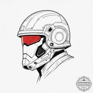 Tattoo design a sleek, futuristic soldier's h... - эскиз тату (№1753993355_0, 31.07.2025 20:22) — tattoo-photo.ru