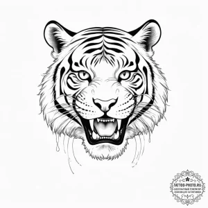 Tiger grin, concept art for tattoo, on a clea... - эскиз тату (№1753993957_0, 31.07.2025 20:32) — tattoo-photo.ru