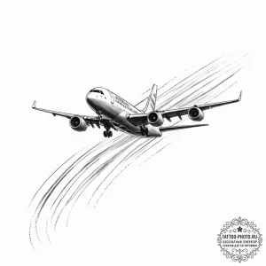 A close-up of the condensation trail left by... - эскиз тату (№1753995160_0, 31.07.2025 20:52) — tattoo-photo.ru