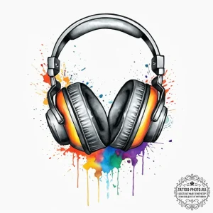 Tattoo design a pair of matching headphones.,... - эскиз тату (№1753995608_0, 31.07.2025 21:00) — tattoo-photo.ru