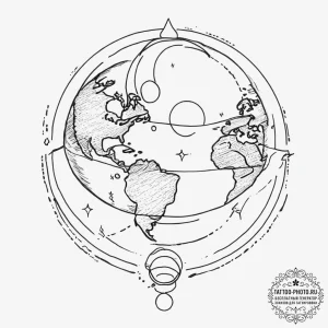 Tattoo sketch a subtle outline of the earth a... - эскиз тату (№1753996212_0, 31.07.2025 21:10) — tattoo-photo.ru