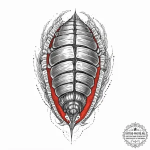 Trilobite fossil, tattoo sketch design, black... - эскиз тату (№1753996410_0, 31.07.2025 21:13) — tattoo-photo.ru