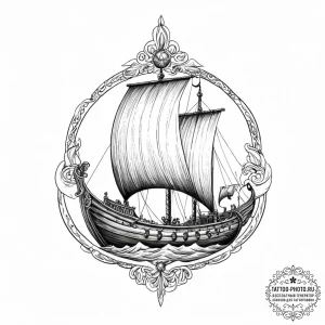 Tattoo sketch a stylized 'viking longship' fo... - эскиз тату (№1753996609_0, 31.07.2025 21:16) — tattoo-photo.ru