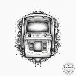 Tattoo design a classic arcade machine transf... - эскиз тату (№1753996808_0, 31.07.2025 21:20) — tattoo-photo.ru