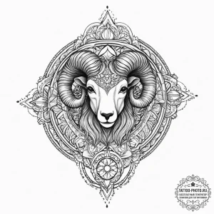 Tattoo sketch an aries ram with the "emperor"... - эскиз тату (№1753997007_0, 31.07.2025 21:23) — tattoo-photo.ru