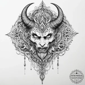Satan, concept art for tattoo, ornamental tat... - эскиз тату (№1753997206_0, 31.07.2025 21:26) — tattoo-photo.ru
