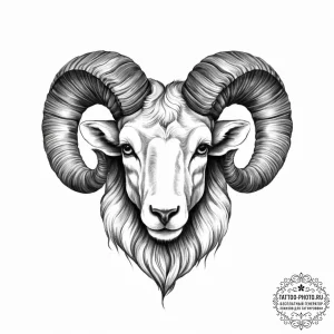 Tattoo sketch a stylized ram's head, with a f... - эскиз тату (№1753997609_0, 31.07.2025 21:33) — tattoo-photo.ru