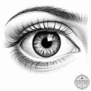 A photorealistic rendering of a human eye, sh... - эскиз тату (№1753999408_0, 31.07.2025 22:03) — tattoo-photo.ru