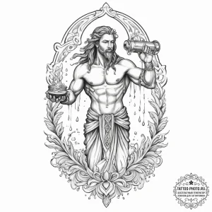 Tattoo sketch aquarius's water-bearer, a myth... - эскиз тату (№1754000211_0, 31.07.2025 22:16) — tattoo-photo.ru