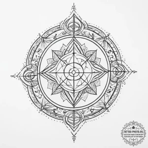 128. tattoo sketch: "rod" rune as a central e... - эскиз тату (№1754003197_0, 31.07.2025 23:06) — tattoo-photo.ru