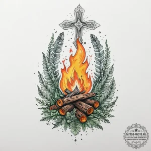 A tattoo design of a slavic ritual bonfire on... - эскиз тату (№1754003785_0, 31.07.2025 23:16) — tattoo-photo.ru