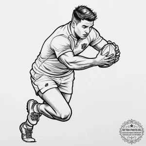 Tattoo sketch a rugby player mid-tackle., tat... - эскиз тату (№1754005158_0, 31.07.2025 23:39) — tattoo-photo.ru