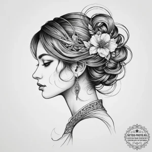 Tattoo sketch a fluid line art piece that sub... - эскиз тату (№1754005945_0, 31.07.2025 23:52) — tattoo-photo.ru
