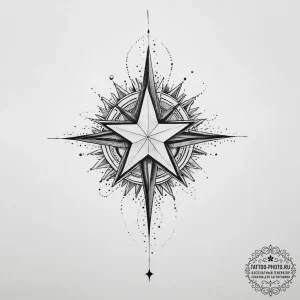 Tattoo design 'power up' with a glowing star... - эскиз тату (№1754006921_0, 01.08.2025 00:08) — tattoo-photo.ru