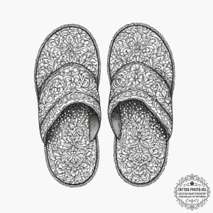 Tattoo design a pair of matching slippers or... - эскиз тату (№1754009466_0, 01.08.2025 00:51) — tattoo-photo.ru