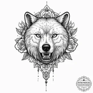 Tattoo sketch: a fierce animal (e.g., wolf or... - эскиз тату (№1754009663_0, 01.08.2025 00:54) — tattoo-photo.ru