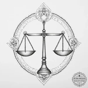 Tattoo sketch libra's scales, one pan realist... - эскиз тату (№1754009858_0, 01.08.2025 00:57) — tattoo-photo.ru
