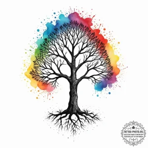 Tattoo sketch a stylized "ironwood" tree, sym... - эскиз тату (№1754010055_0, 01.08.2025 01:00) — tattoo-photo.ru