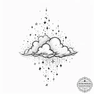 Tattoo design a delicate cloud with tiny star... - эскиз тату (№1754010254_0, 01.08.2025 01:04) — tattoo-photo.ru