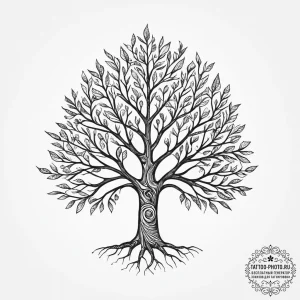 Tattoo design a minimalist tree where each br... - эскиз тату (№1754010449_0, 01.08.2025 01:07) — tattoo-photo.ru