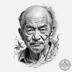 A hyperrealistic portrait of an elderly fishe... - эскиз тату (№1754011821_0, 01.08.2025 01:30) — tattoo-photo.ru