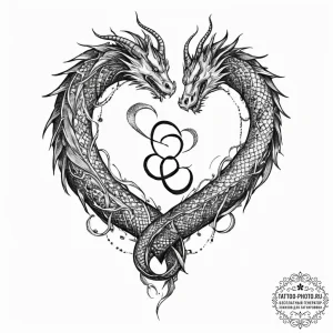 Tattoo sketch a dragon coiled around a signif... - эскиз тату (№1754012018_0, 01.08.2025 01:33) — tattoo-photo.ru