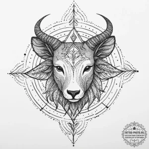 Tattoo sketch a zodiac symbol where one half... - эскиз тату (№1754012214_0, 01.08.2025 01:36) — tattoo-photo.ru