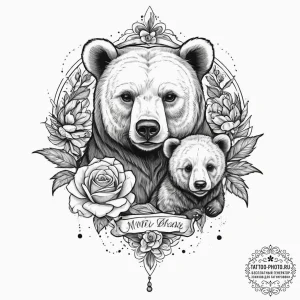 Tattoo design a mother bear and her cub(s) fo... - эскиз тату (№1754013586_0, 01.08.2025 01:59) — tattoo-photo.ru