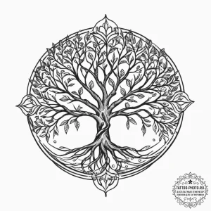Tattoo sketch a blackwork tree of life with t... - эскиз тату (№1754014767_0, 01.08.2025 02:19) — tattoo-photo.ru