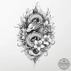 Narcissus, tattoo line art, black and grey ta... - эскиз тату (№1754015951_0, 01.08.2025 02:39) — tattoo-photo.ru