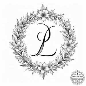 Tattoo sketch a floral design with hidden ini... - эскиз тату (№1754018908_0, 01.08.2025 03:28) — tattoo-photo.ru