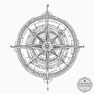 A norse compass (vegvisir), tattoo drawing ou... - эскиз тату (№1754019891_0, 01.08.2025 03:44) — tattoo-photo.ru