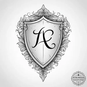Tattoo design a stylized shield with a family... - эскиз тату (№1754020675_0, 01.08.2025 03:57) — tattoo-photo.ru