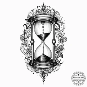 Tattoo design a broken clock or hourglass, wi... - эскиз тату (№1754022246_0, 01.08.2025 04:24) — tattoo-photo.ru