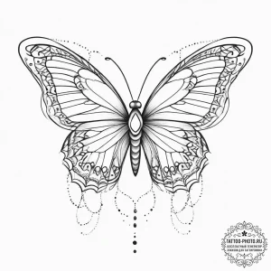 Tattoo sketch a delicate butterfly with a uni... - эскиз тату (№1754024032_0, 01.08.2025 04:53) — tattoo-photo.ru