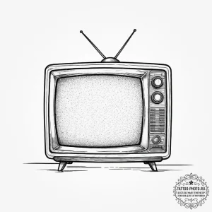 Tattoo sketch an old crt tv displaying a stat... - эскиз тату (№1754024426_0, 01.08.2025 05:00) — tattoo-photo.ru