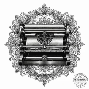 The interior of a working, old-fashioned lett... - эскиз тату (№1754025811_0, 01.08.2025 05:23) — tattoo-photo.ru