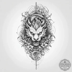 Tattoo sketch: a kolovrat integrated into a s... - эскиз тату (№1754026206_0, 01.08.2025 05:30) — tattoo-photo.ru