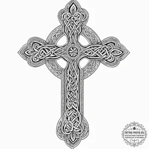 Tattoo design a 'celtic cross' with family na... - эскиз тату (№1754026608_0, 01.08.2025 05:36) — tattoo-photo.ru