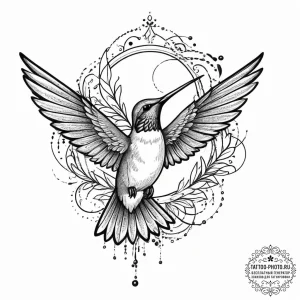 Hummingbird, tattoo sketch design, on a clean... - эскиз тату (№1754027203_0, 01.08.2025 05:46) — tattoo-photo.ru