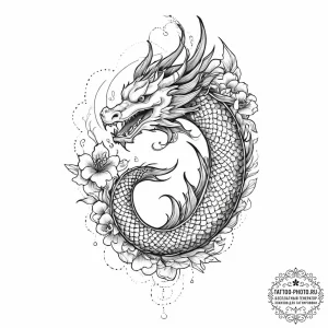 Tattoo sketch a stylized dragon scale pattern... - эскиз тату (№1754031960_0, 01.08.2025 07:06) — tattoo-photo.ru