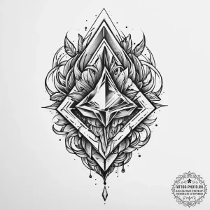 Crystal, ink illustration for tattoo, black a... - эскиз тату (№1754033147_0, 01.08.2025 07:25) — tattoo-photo.ru