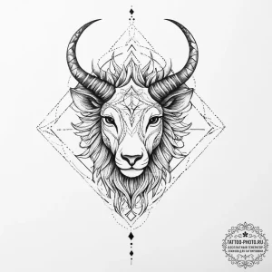 Tattoo sketch a neo-traditional zodiac animal... - эскиз тату (№1754033739_0, 01.08.2025 07:35) — tattoo-photo.ru